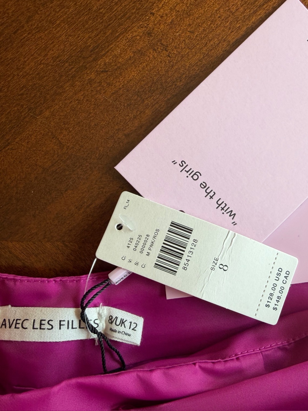Avec Les Filles Anthropologie Asymmetrical Skort Satin Bow Size 8 Magenta NEW - Picture 4 of 7